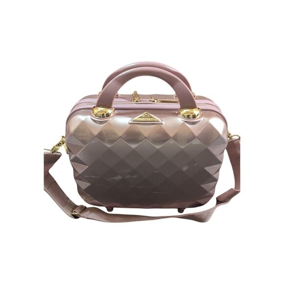 Triforce Firenze Rose Gold Diamond Pattern Hard Shell Travel Vanity Bag 12" - Picture 2 of 16
